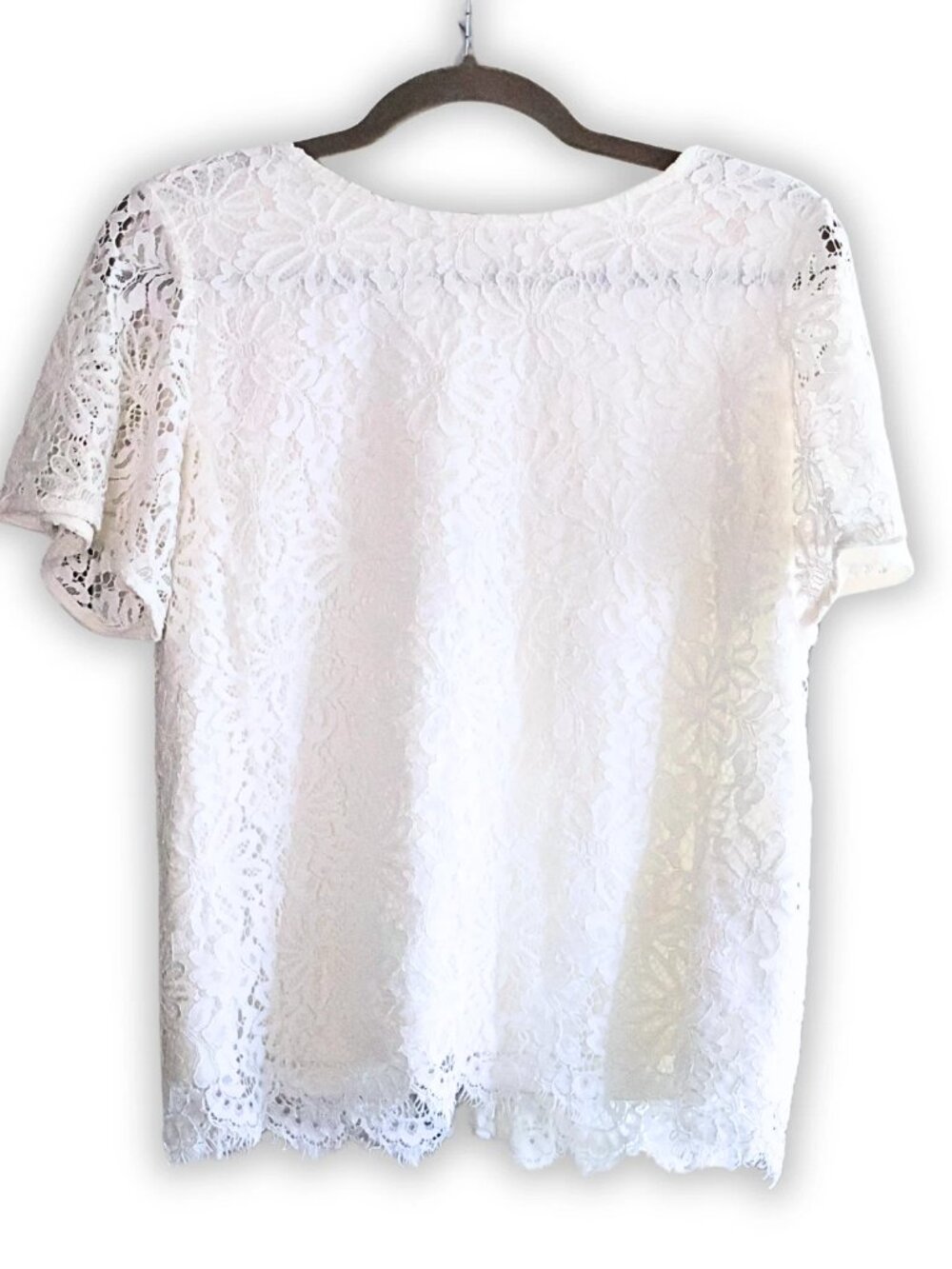 Nanette Lepore Women White Floral Lace Ruffle Bell Sleeve Blouse Top Small